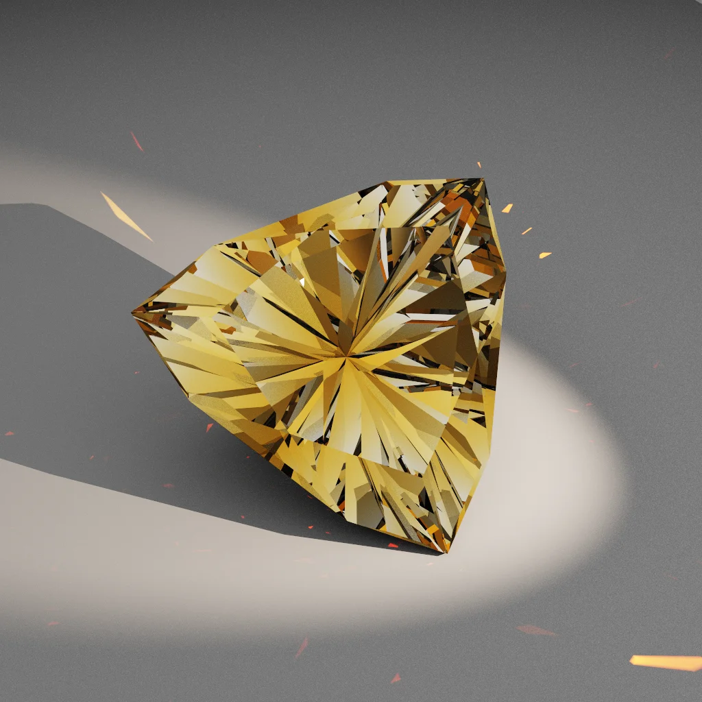 Gilded Mirage 333 — Mirrored Cut-Corner Trillion Sapphire & Ruby faceting diagram