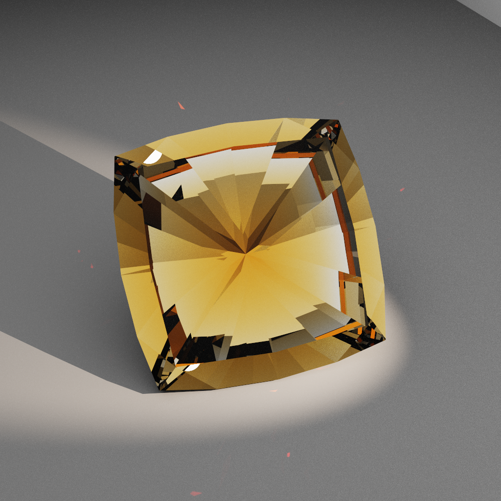 Cobalt Mirage 352 — Curved Square Cushion Cubic Zirconia (CZ) faceting diagram