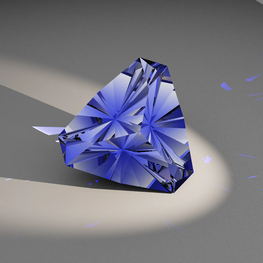 Cobalt Eddy 600 — Truncated Cushion Trillion Topaz & Tourmaline faceting diagram