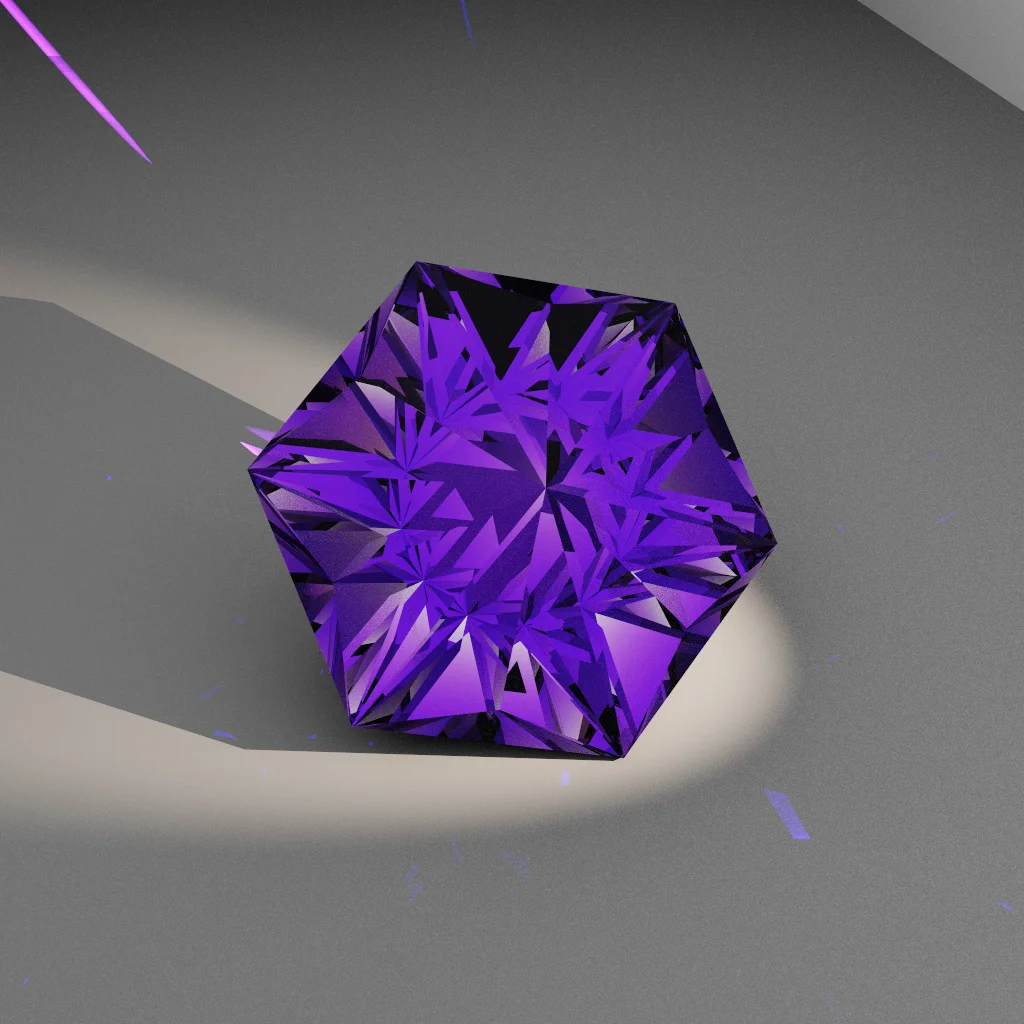 Prismatic Essence 676 — Hexagon Cubic Zirconia (CZ) faceting diagram