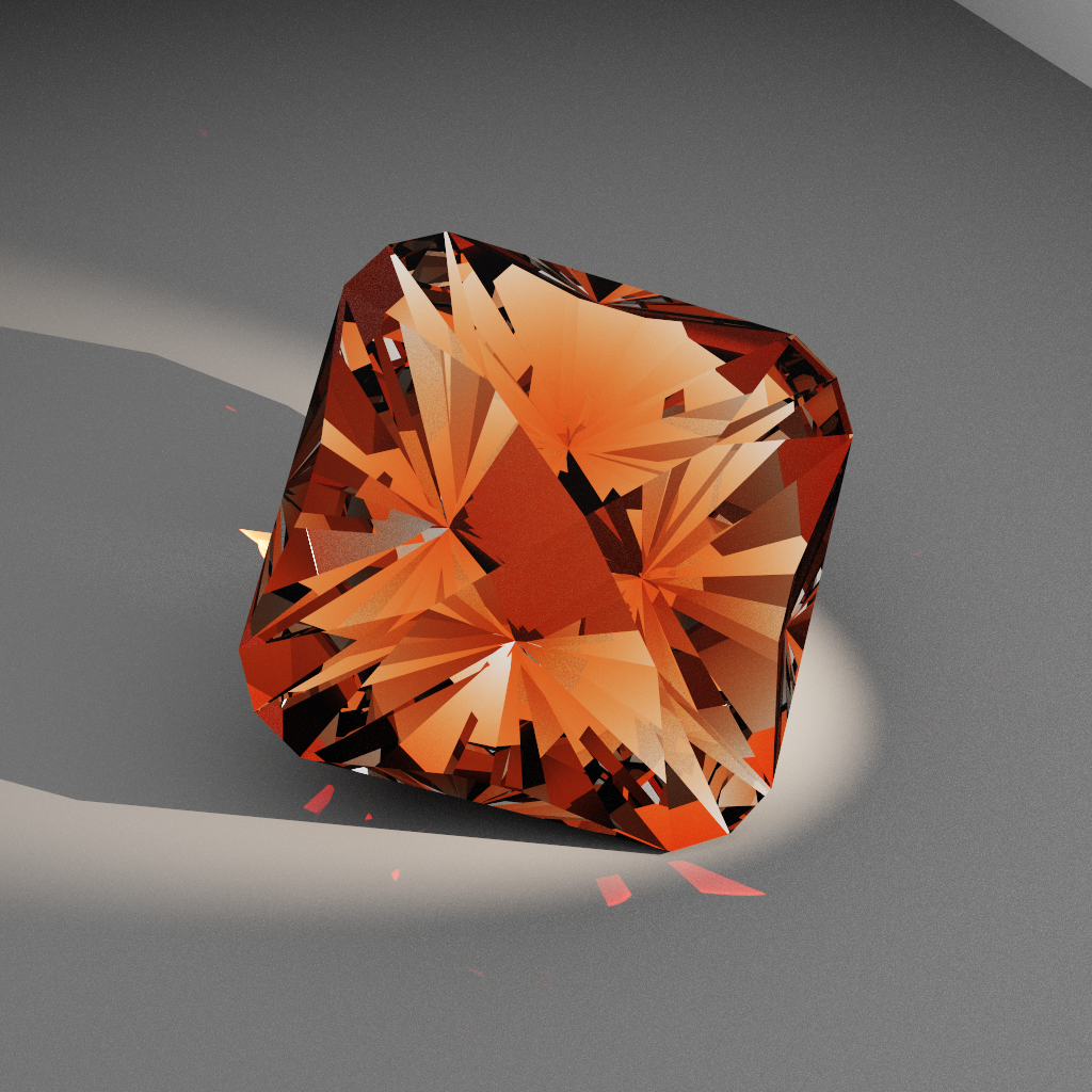 Faceted Dream 642 — Mirrored Cut-Corner Square Spinel & Garnet faceting diagram