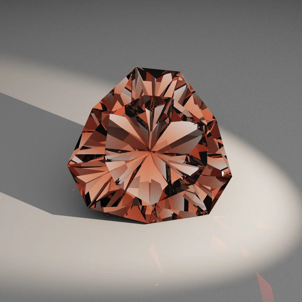 Mystic Scepter 583 — Truncated Cushion Trillion Cubic Zirconia (CZ) faceting diagram