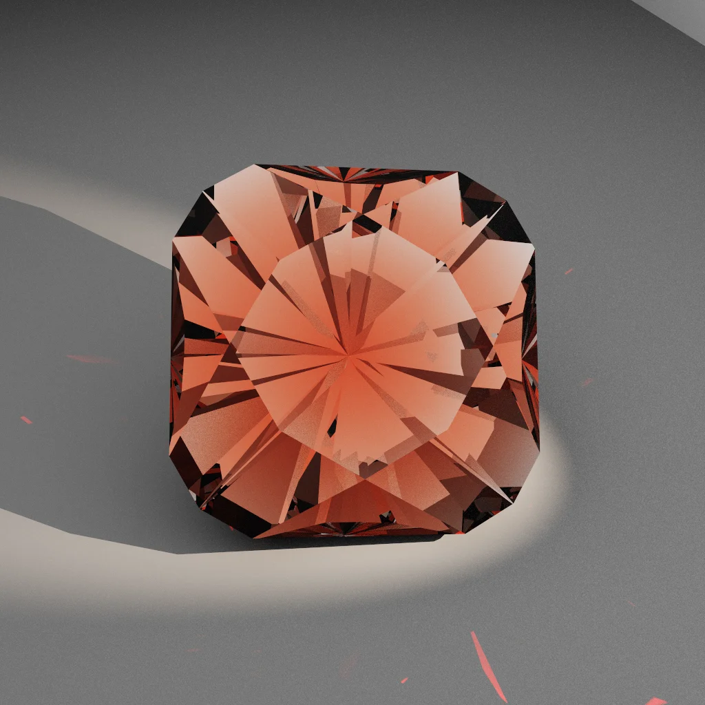 Astral Wave 428 — Mirrored Cut-Corner Square Cubic Zirconia (CZ) faceting diagram