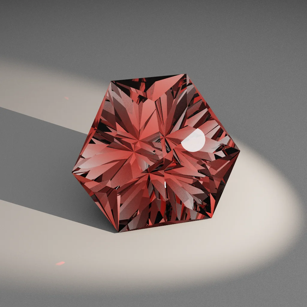 Glowing Prism 988 — Cut-Corner Trillion Cubic Zirconia (CZ) faceting diagram