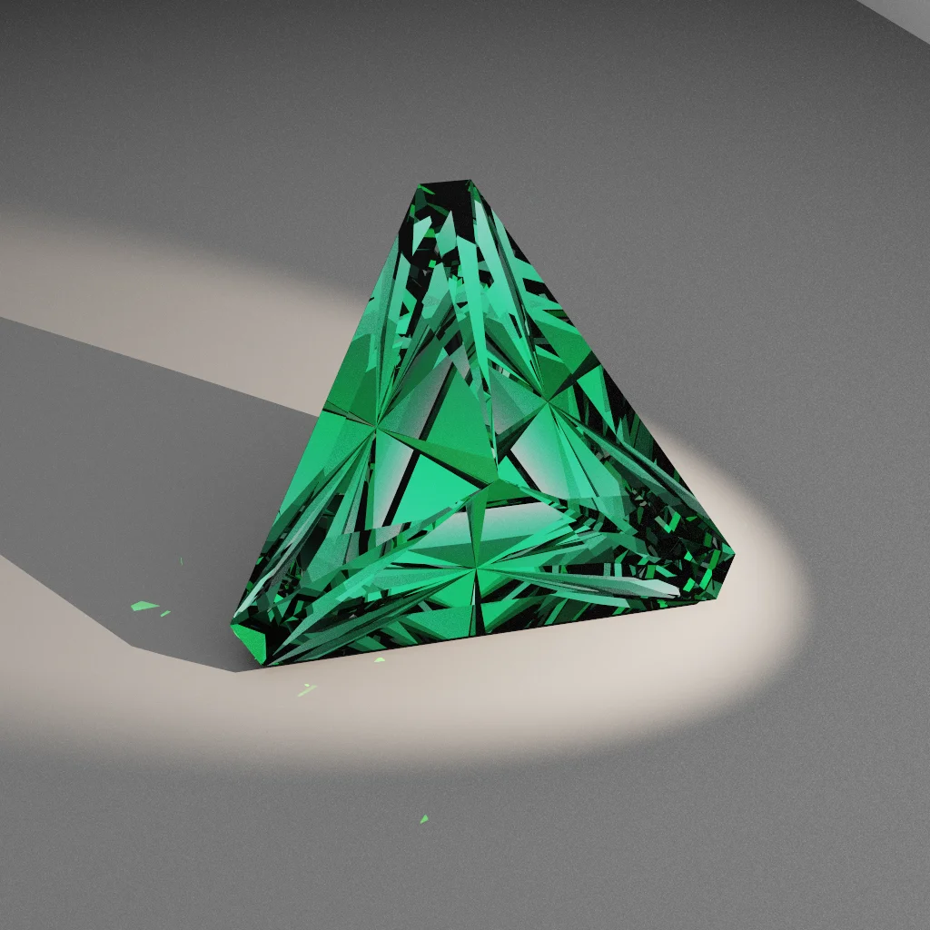 Flawless Echo 492 — Cut-Corner Trillion Cubic Zirconia (CZ) faceting diagram