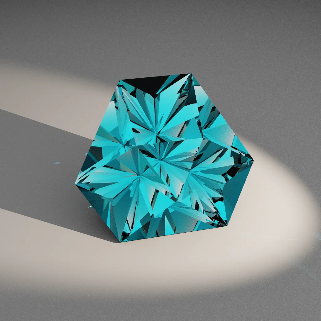 Effulgent Solstice 177 — Cut-Corner Trillion Spinel & Garnet faceting diagram