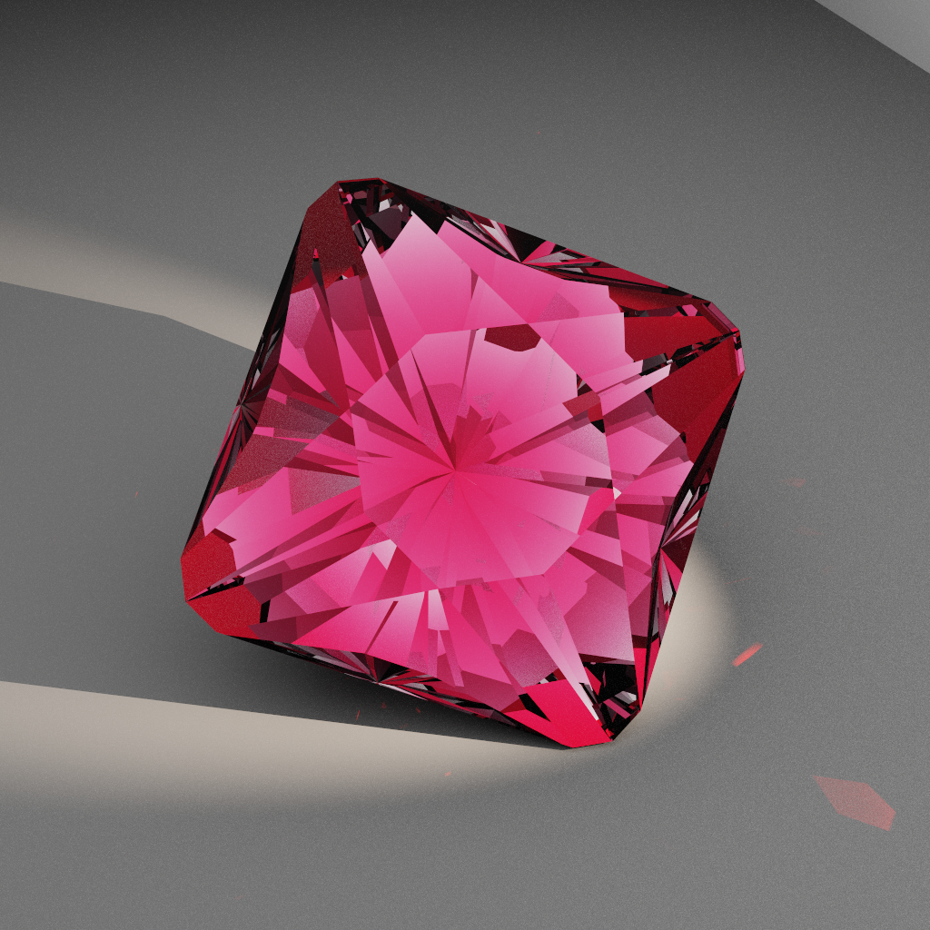 Prismatic Rhapsody 845 — Mirrored Cut-Corner Square Spinel & Garnet faceting diagram