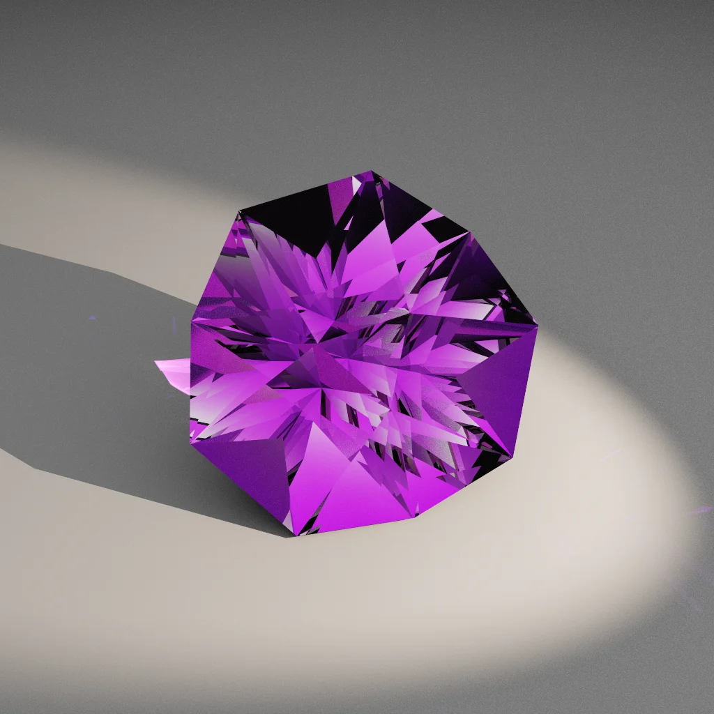 Amber Oasis 562 — Truncated Cushion Trillion Quartz & Amethyst faceting diagram