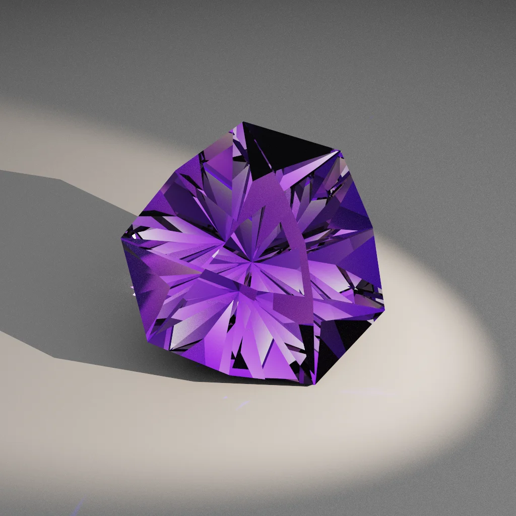 Aurora Halo 243 — Truncated Cushion Trillion Quartz & Amethyst faceting diagram