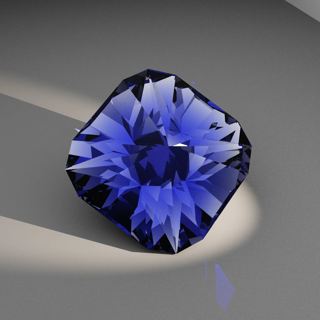 Sparkling Galaxy 356 — Mirrored Cut-Corner Square Cubic Zirconia (CZ) faceting diagram