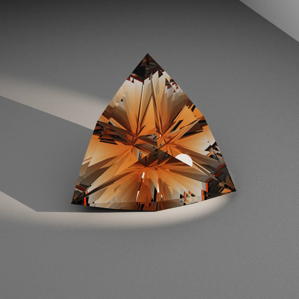 Ethereal Eclipse 308 — Cushion Trillion Cubic Zirconia (CZ) faceting diagram
