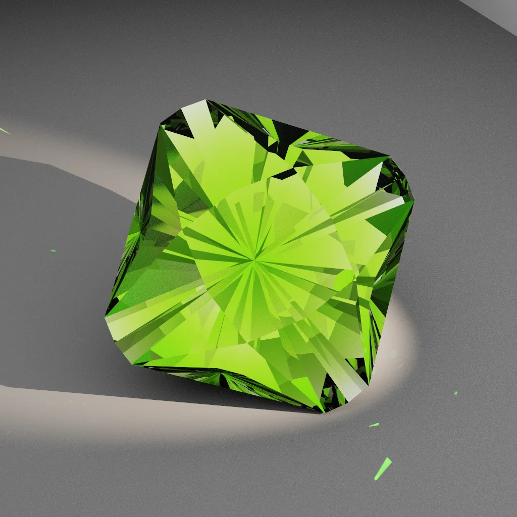 Peridot Corona 605 — Mirrored Cut-Corner Square Sapphire & Ruby faceting diagram