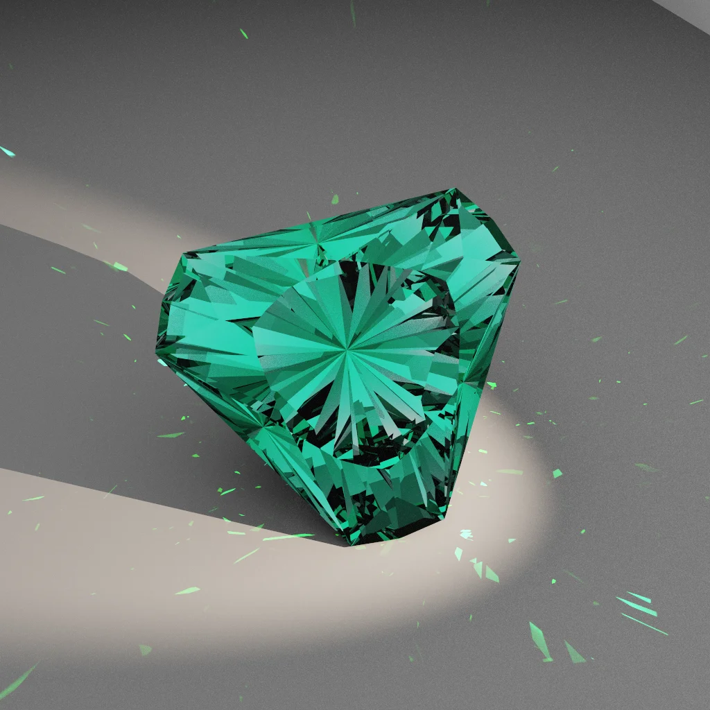 Blazing Mirage 885 — Mirrored Cut-Corner Trillion Cubic Zirconia (CZ) faceting diagram