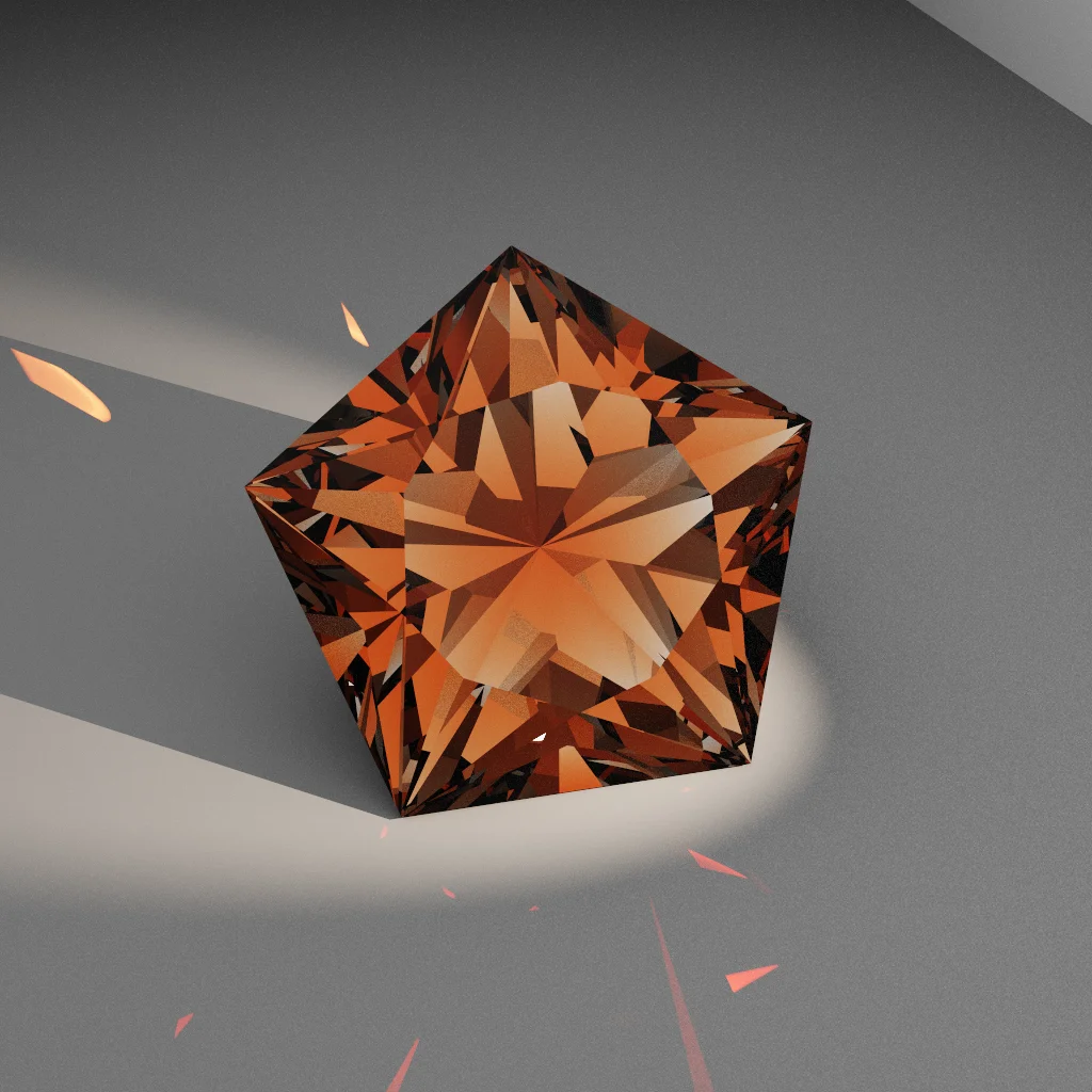 Onyx Torrent 129 — Pentagon Diamond faceting diagram
