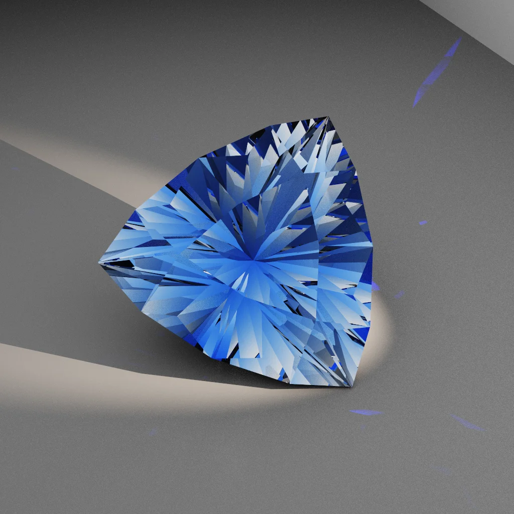 Silver Torrent 969 — Cushion Trillion Topaz & Tourmaline faceting diagram