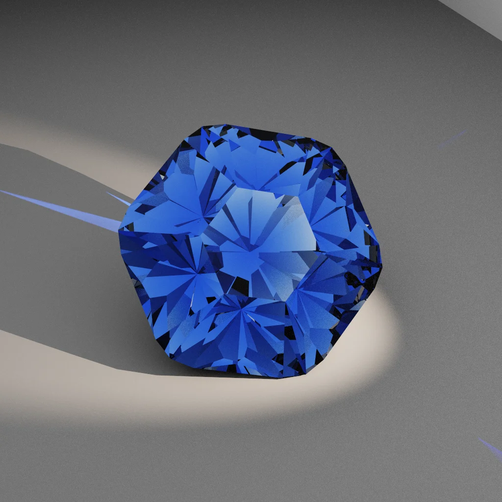 Velvet Arc 760 — Truncated Hexagon Cubic Zirconia (CZ) faceting diagram
