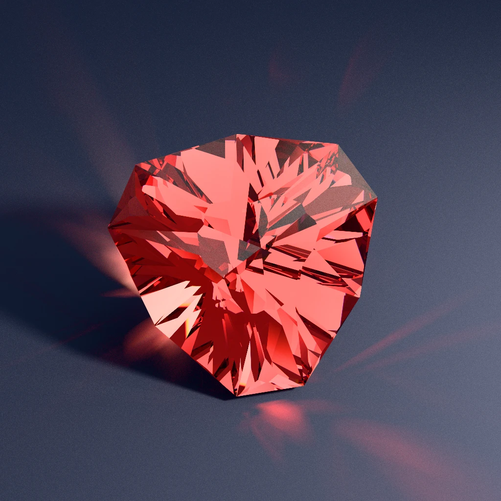 Path-traced Quartz RI 1.54 Showcase cushioned trilliant Iridescent Vortex 571 matching Diamond Hearts and Arrows contrast with under 10 percent ASET Blue