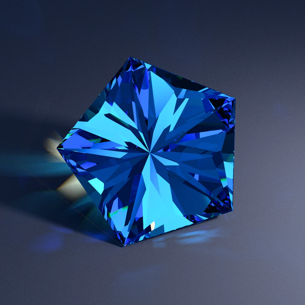 Five-sided electric blue Sapphire pentagon Aurora Rhapsody 606 from the Extended Showcase