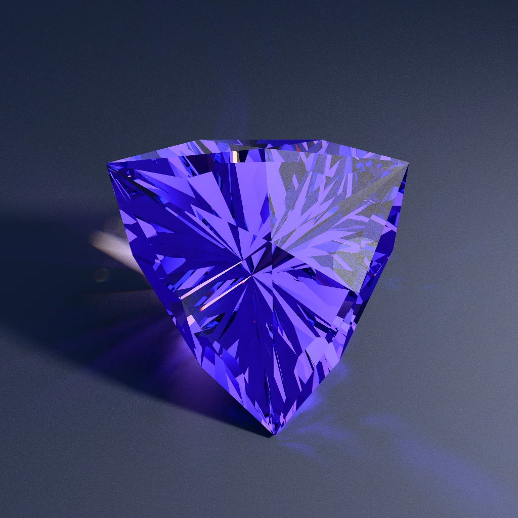 Three-fold Tanzanite-violet trillion Garnet Fable 126 from the Signature Collection